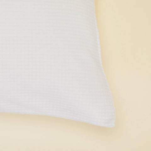 Detailed view of the stitching on the Slumber Cloud Performance Pillow Cover made with Outlast Temperature Regulation Technology